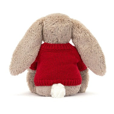 Bashful Beige Bunny with Personalised Red Jumper