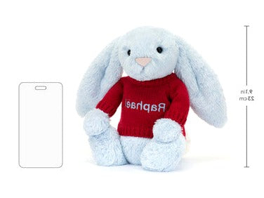 Bashful Blue Bunny with Personalised Red Jumper