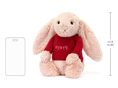 Bashful Blush Bunny with Personalised Red Jumper