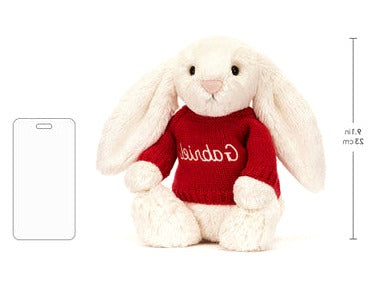 Bashful Cream Bunny with Personalised Red Jumper