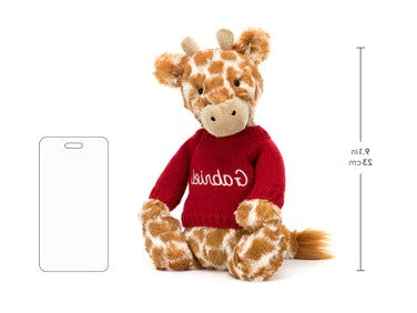 Bashful Giraffe with Personalised Red Jumper