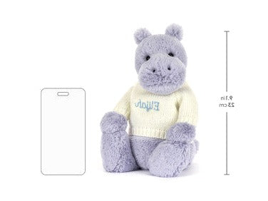 Bashful Hippo with Personalised Cream Jumper