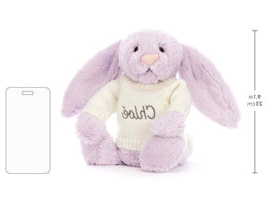 Bashful Lilac Bunny with Personalised Cream Jumper
