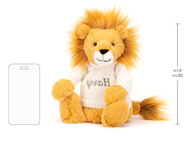 Bashful Lion with Personalised Cream Jumper