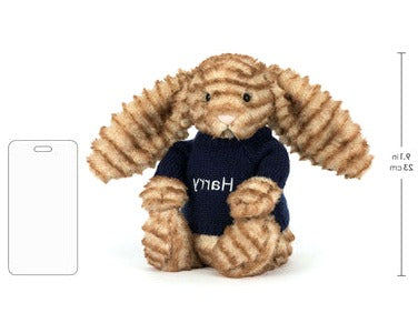 Bashful Luxe Bunny Juniper with Personalised Navy Jumper
