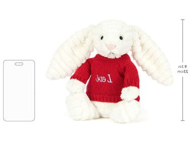 Bashful Luxe Bunny Nimbus with Personalised Red Jumper