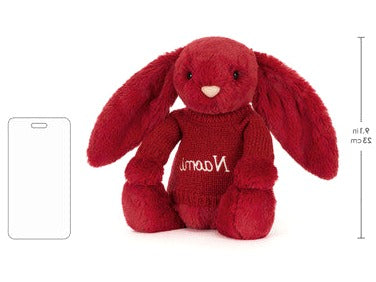 Bashful Luxe Bunny Scarlett with Personalised Red Jumper
