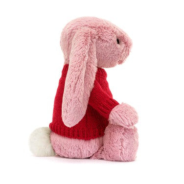 Bashful Tulip Pink Bunny with Personalised Red Jumper
