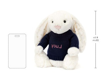 Bashful Twinkle Bunny with Personalised Navy Jumper
