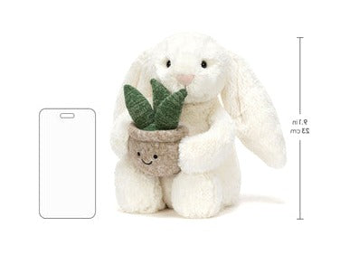 Cream Bunny with Plant
