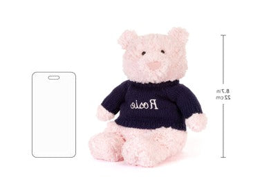 Leola Bear with Personalized Navy Jumper