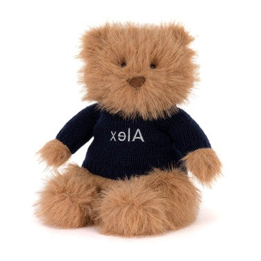 Bartholomew Bear Bouffant with Personalized Navy Jumper