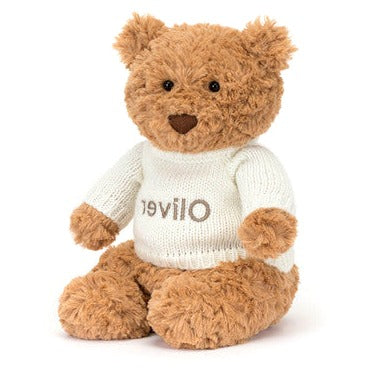 Bartholomew Bear with Personalised Cream Jumper