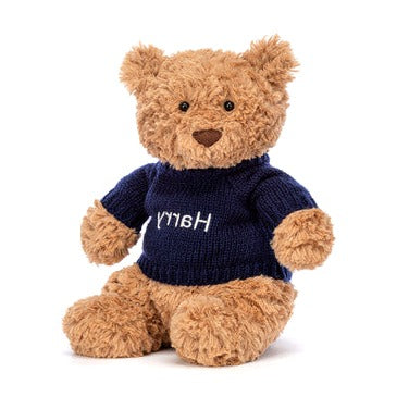 Bartholomew Bear with Personalised Navy Jumper
