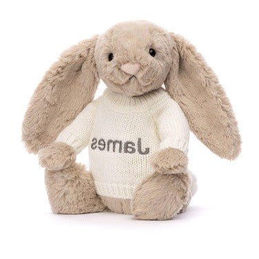 Bashful Beige Bunny with Personalised Cream Jumper