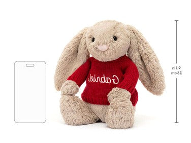 Bashful Beige Bunny with Personalised Red Jumper