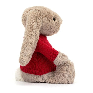 Bashful Beige Bunny with Personalised Red Jumper