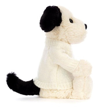 Bashful Black & Cream Puppy with Personalised Cream Jumper