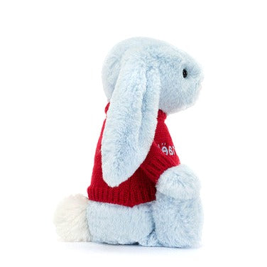 Bashful Blue Bunny with Personalised Red Jumper