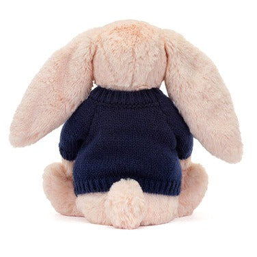 Bashful Blush Bunny with Personalised Navy Jumper