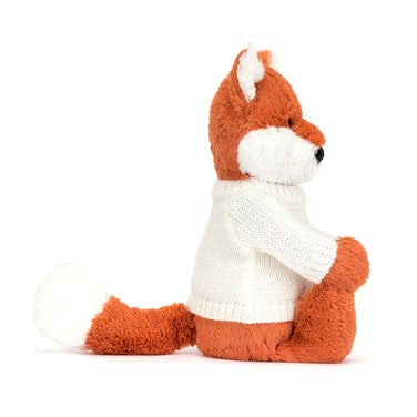 Bashful Fox Cub with Personalised Cream Jumper