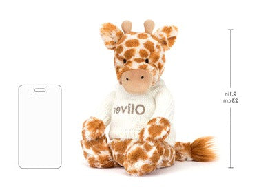 Bashful Giraffe with Personalised Cream Jumper