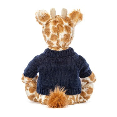 Bashful Giraffe with Personalised Navy Jumper