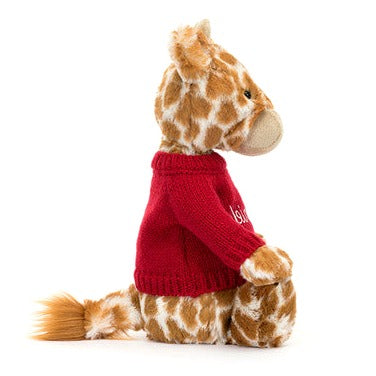 Bashful Giraffe with Personalised Red Jumper