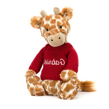 Bashful Giraffe with Personalised Red Jumper
