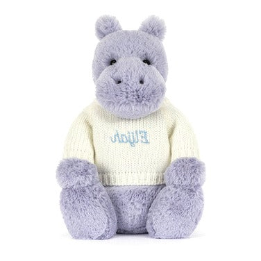 Bashful Hippo with Personalised Cream Jumper