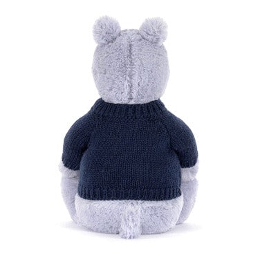 Bashful Hippo with Personalised Navy Jumper