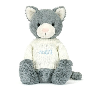 Bashful Kitten with Personalised Cream Jumper