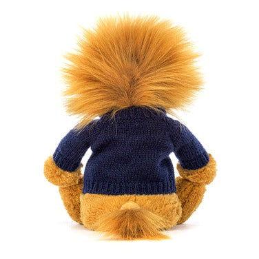 Bashful Lion with Personalised Navy Jumper