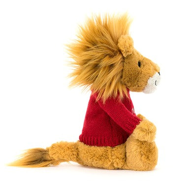 Bashful Lion with Personalised Red Jumper