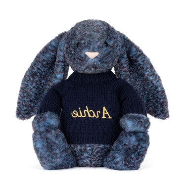Hopscone Luxe Bunny with Personalised Navy Jumper