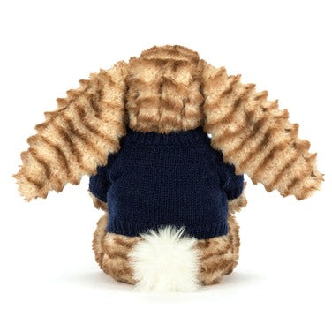 Bashful Luxe Bunny Juniper with Personalised Navy Jumper