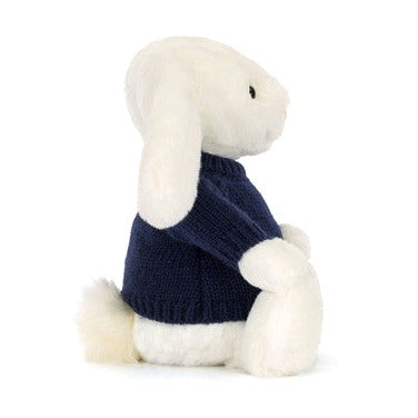 Bashful Luxe Bunny Luna with Personalised Navy Jumper