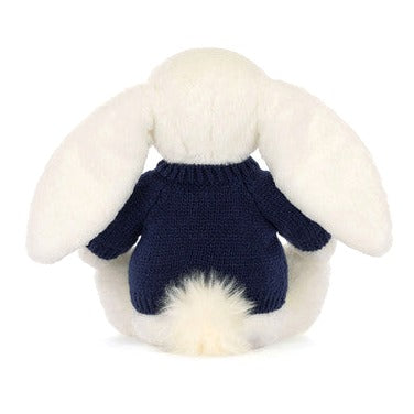 Bashful Luxe Bunny Luna with Personalised Navy Jumper