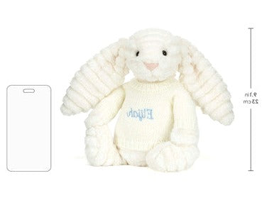 Bashful Luxe Bunny Nimbus with Personalised Cream Jumper
