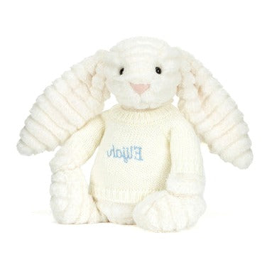 Bashful Luxe Bunny Nimbus with Personalised Cream Jumper