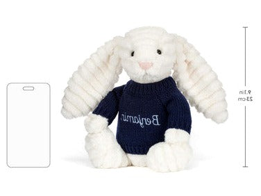 Bashful Luxe Bunny Nimbus with Personalised Navy Jumper
