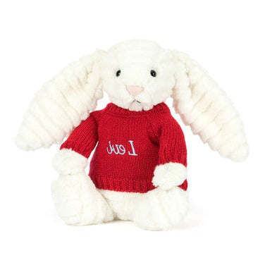 Bashful Luxe Bunny Nimbus with Personalised Red Jumper