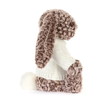 Bashful Luxe Bunny Pine with Personalised Cream Jumper
