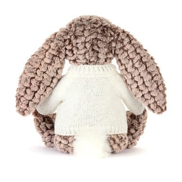 Bashful Luxe Bunny Pine with Personalised Cream Jumper