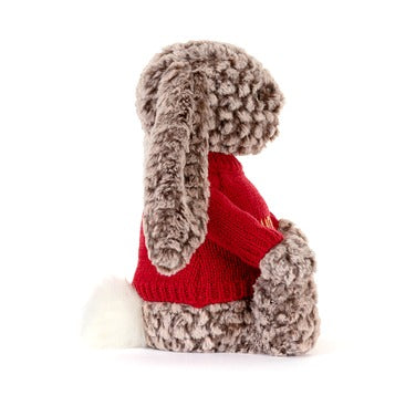 Bashful Luxe Bunny Pine with Personalised Red Jumper