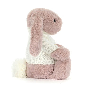Bashful Luxe Bunny Rosa with Personalised Cream Jumper