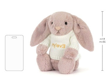 Bashful Luxe Bunny Rosa with Personalised Cream Jumper
