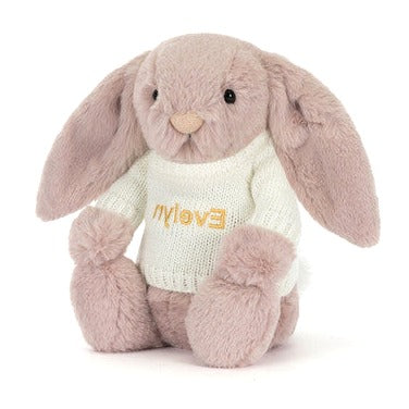 Bashful Luxe Bunny Rosa with Personalised Cream Jumper