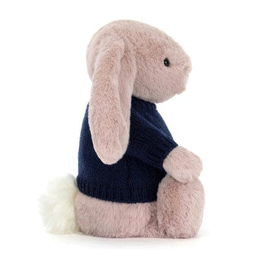 Bashful Luxe Bunny Rosa with Personalised Navy Jumper