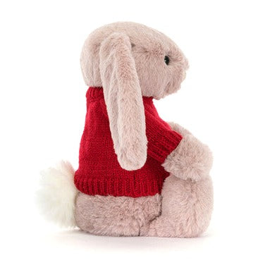 Bashful Luxe Bunny Rosa with Personalised Red Jumper